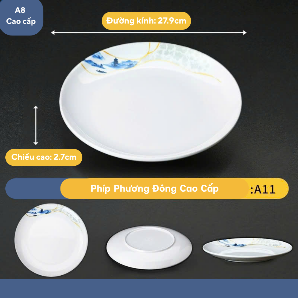Đĩa Phíp Hoa Phương Đông Melamine Cao Cấp A11