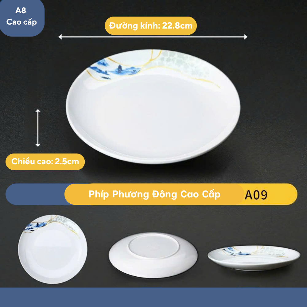 Đĩa Phíp Hoa Phương Đông Melamine Cao Cấp A09