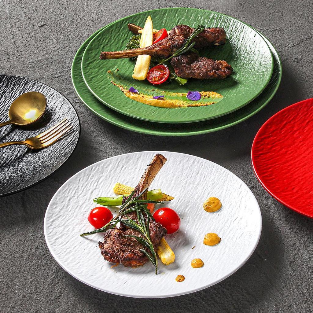 Đĩa Tròn Cạn Vân Đá Trắng Melamine A8 Cao Cấp B386-7