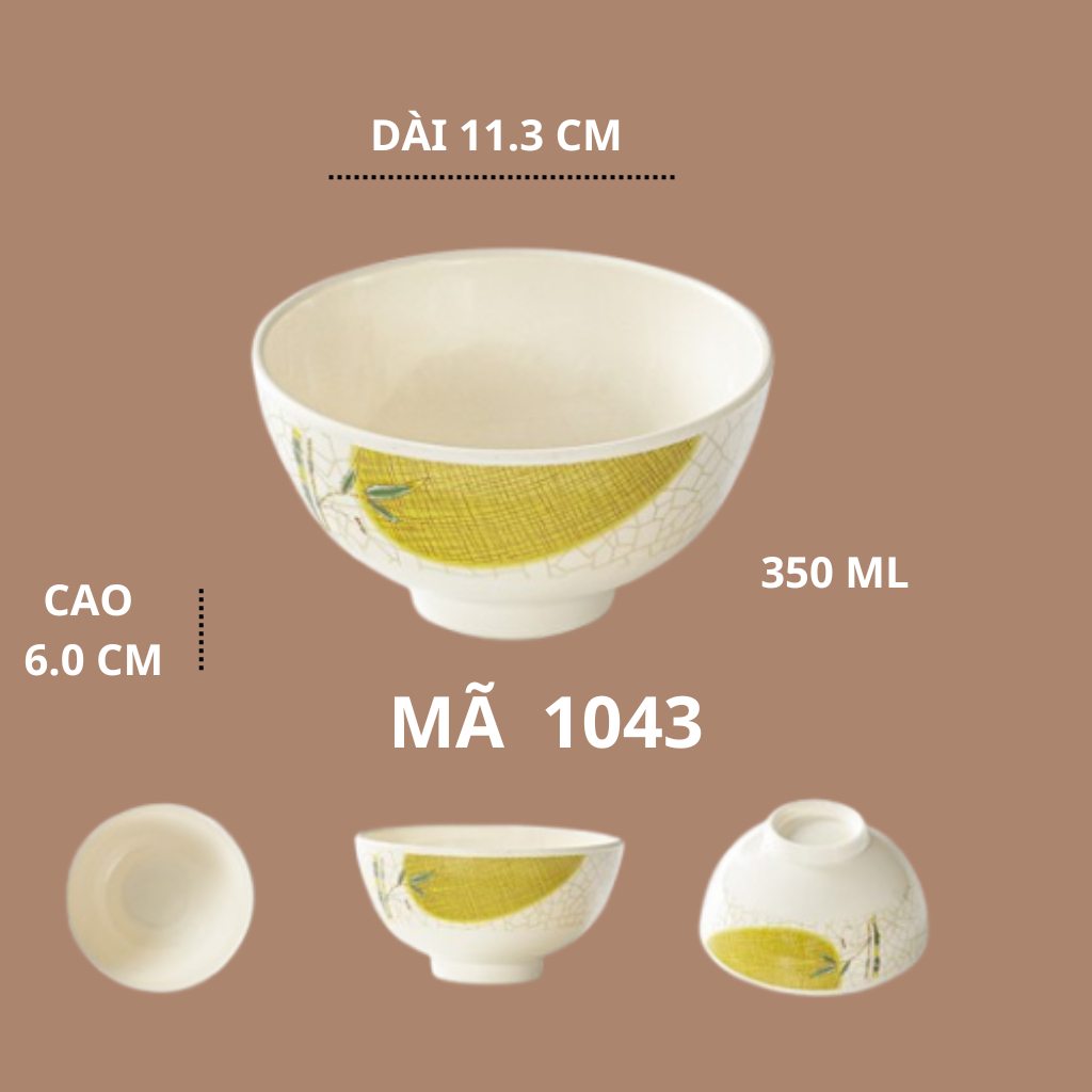 Bát Cơm Phíp Hoạ Tiết Lá Tre Phong Cách Truyền Thống Nhật Bản 1043