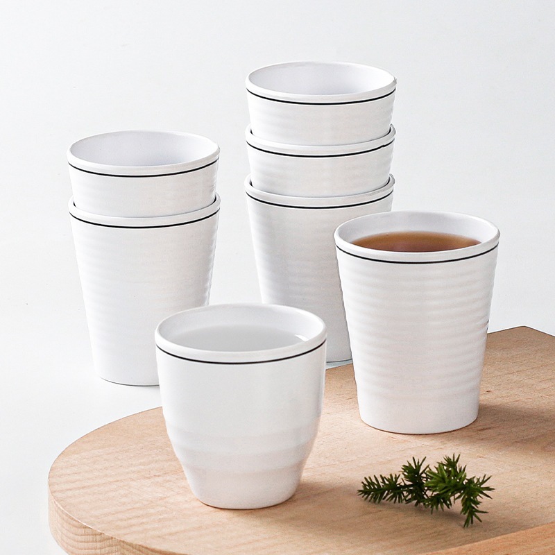 Cốc Phíp Melamine Trắng Viền Đen Phong Cách Bắc Âu 5207