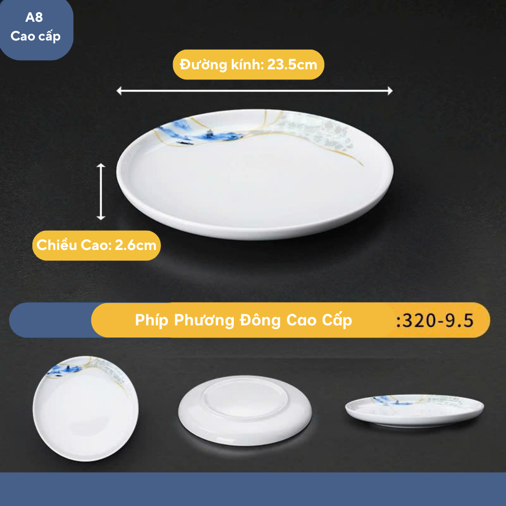 Đĩa Tròn Hoa Phương Đông Melamine A8 Cao Cấp 320-9.5