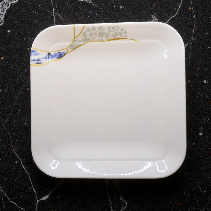 Đĩa Vuông Có Viền Hoa Phương Đông Melamine Cao Cấp 400-11