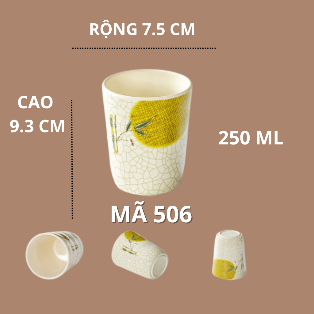 Cốc Phíp Hoạ Tiết Lá Tre Phong Cách Truyền Thống Nhật Bản 506