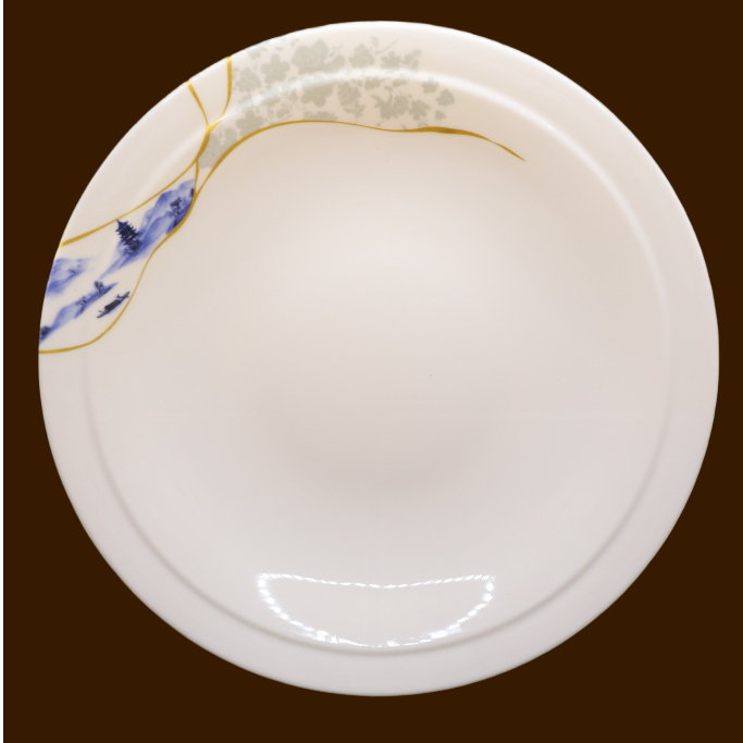 Đĩa Hoa Phương Đông Tròn Có Viền Melamine Cao Cấp 319-13
