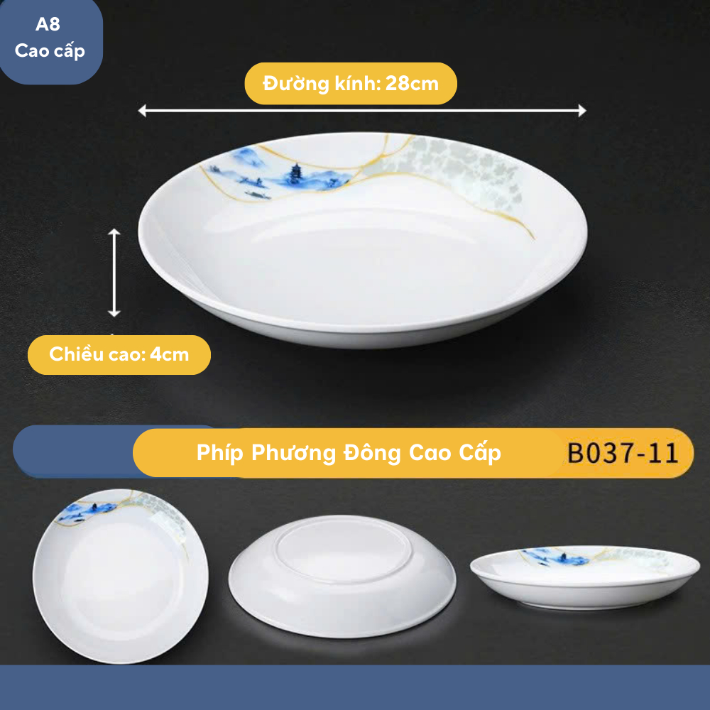 Đĩa Hoa Phương Đông Tròn Melamine Cao Cấp B037-11
