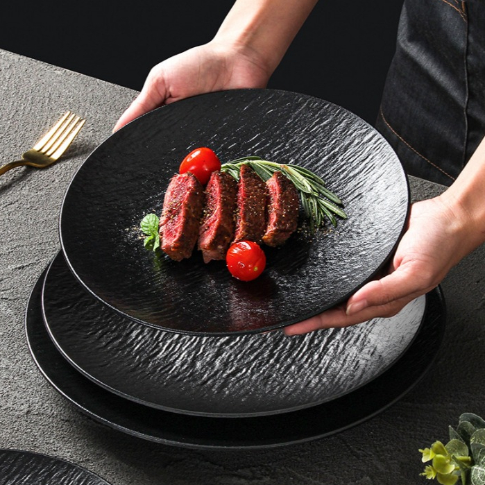 Đĩa Vân Đá Đen Melamine A8 Cao Cấp B386-7