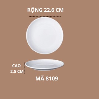 Đĩa Tròn Cạn Phíp Melamine A5 Trắng Cao Cấp 8109