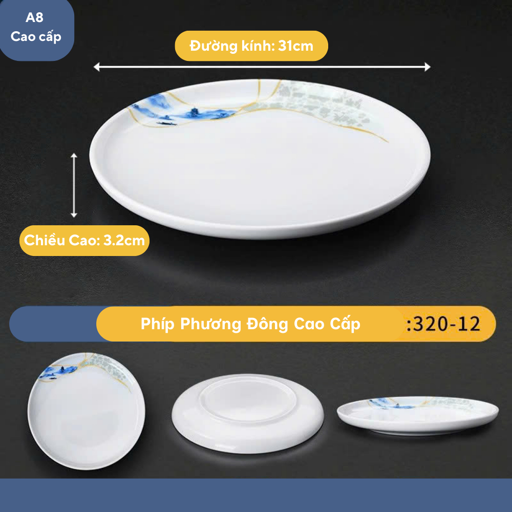 Đĩa Tròn Hoa Phương Đông Melamine A8 Cao Cấp 320-12