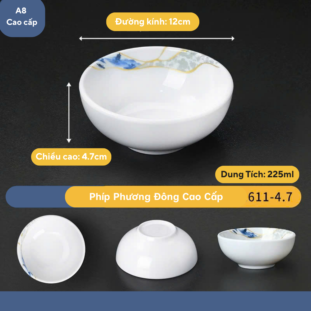 Bát Ăn Cơm Hoa Phương Đông Melamine A8 Cao Cấp 611-4.7