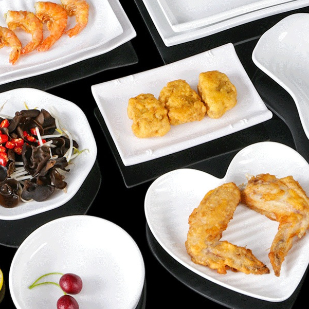 Đĩa Chữ Nhật Phíp Trắng Cao Cấp Melamine A5 3327