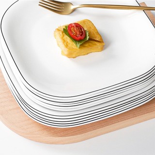 Đĩa Vuông Trắng Viền Đen Phong Cách Bắc Âu Melamine A8 4580