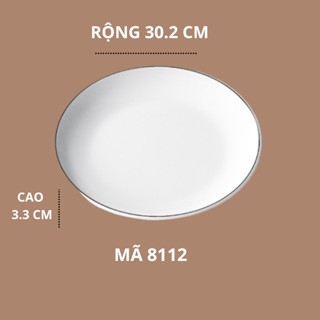 Đĩa Tròn Trắng Viền Đen Phong Cách Bắc Âu Melamine A5 8111