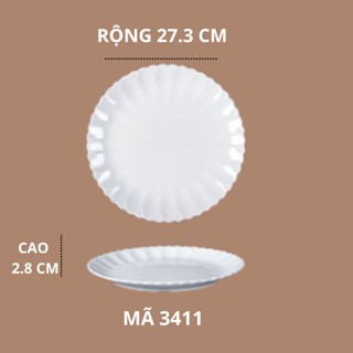 Đĩa Tròn Bồ Đề Phíp Trắng Cao Cấp Melamine A5 3411