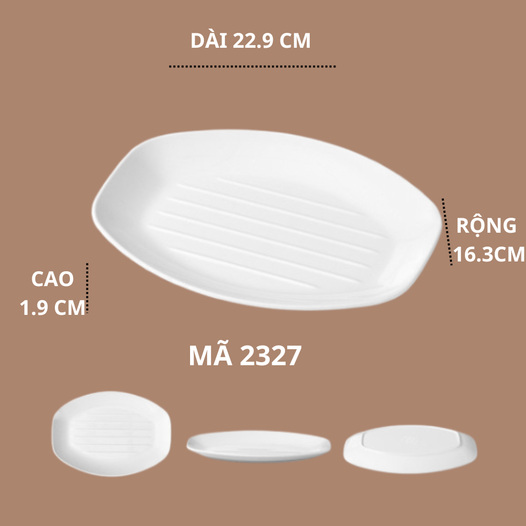 Đĩa Soài Cạnh Phíp Trắng Cao Cấp Melamine A5 2327