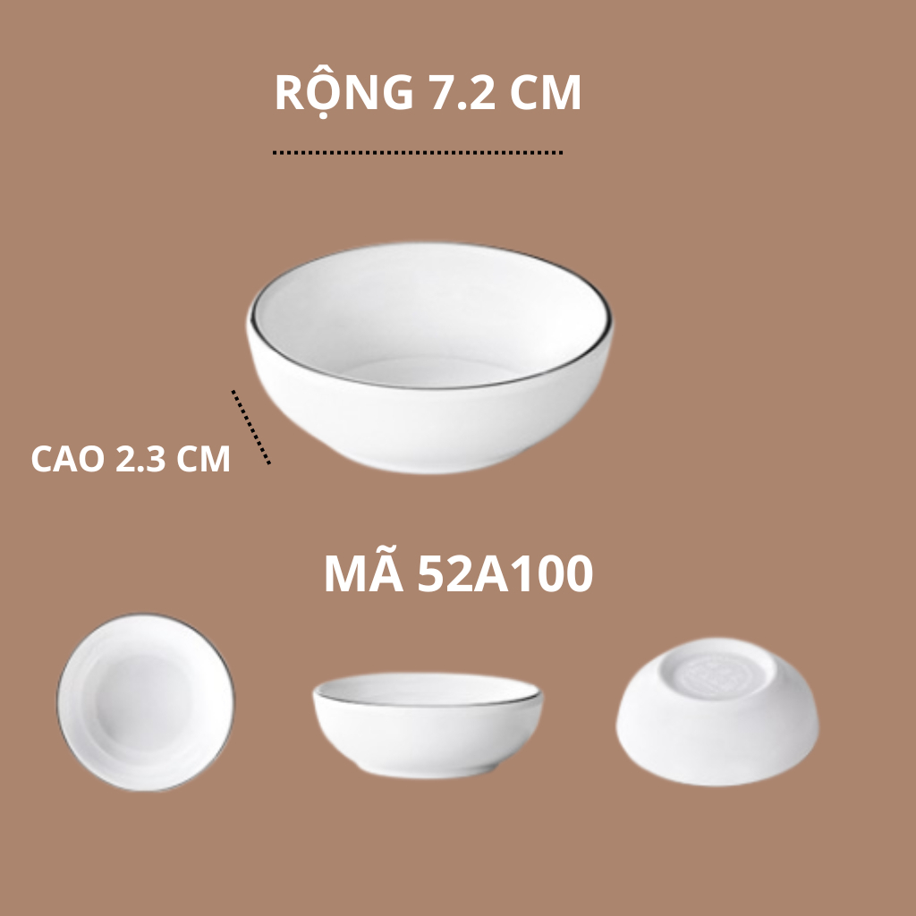 Bát Chấm Tròn Phíp Trắng Viền Đen Melamine Phong Cách Bắc Âu 52A100