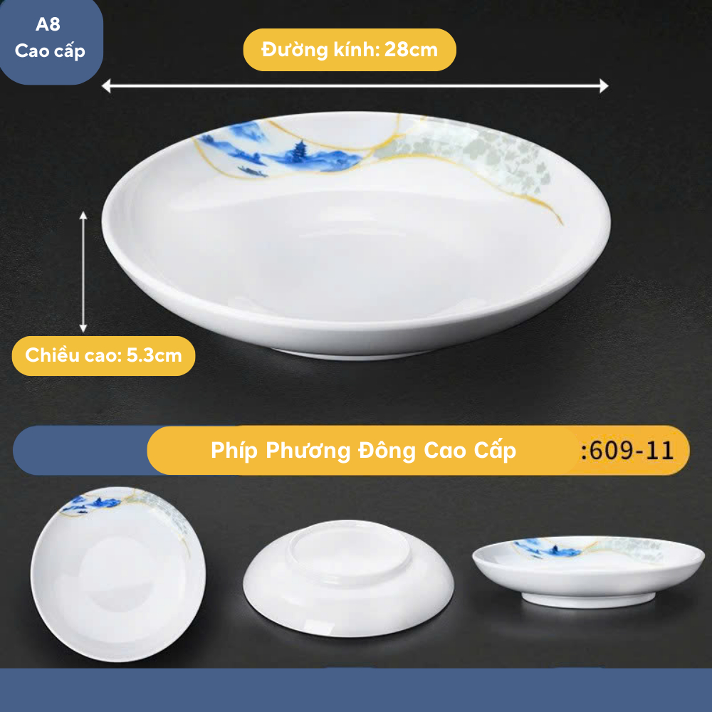 Đĩa Hoa Tròn Phương Đông Cao Melamine Cao Cấp 609-11