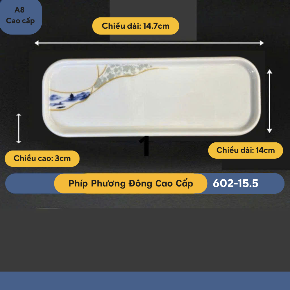 Khay Phíp Hoa Phương Đông Dài Melamine Cao Cấp 602-15.5