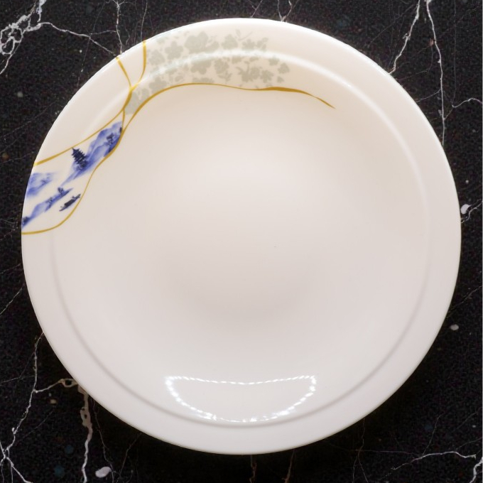 Đĩa Hoa Phương Đông Tròn Có Viền Melamine Cao Cấp 319-11