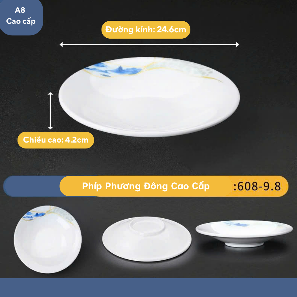 Đĩa Hoa Phương Đông Melamine Cao Cấp 608-9.8