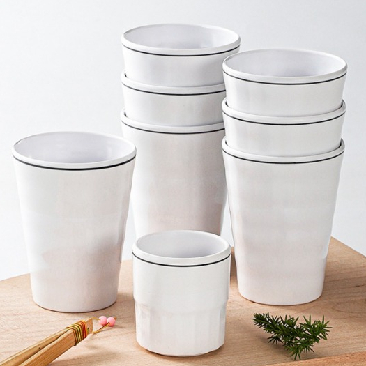 Cốc Phíp Melamine Trắng Viền Đen Phong Cách Bắc Âu 2044