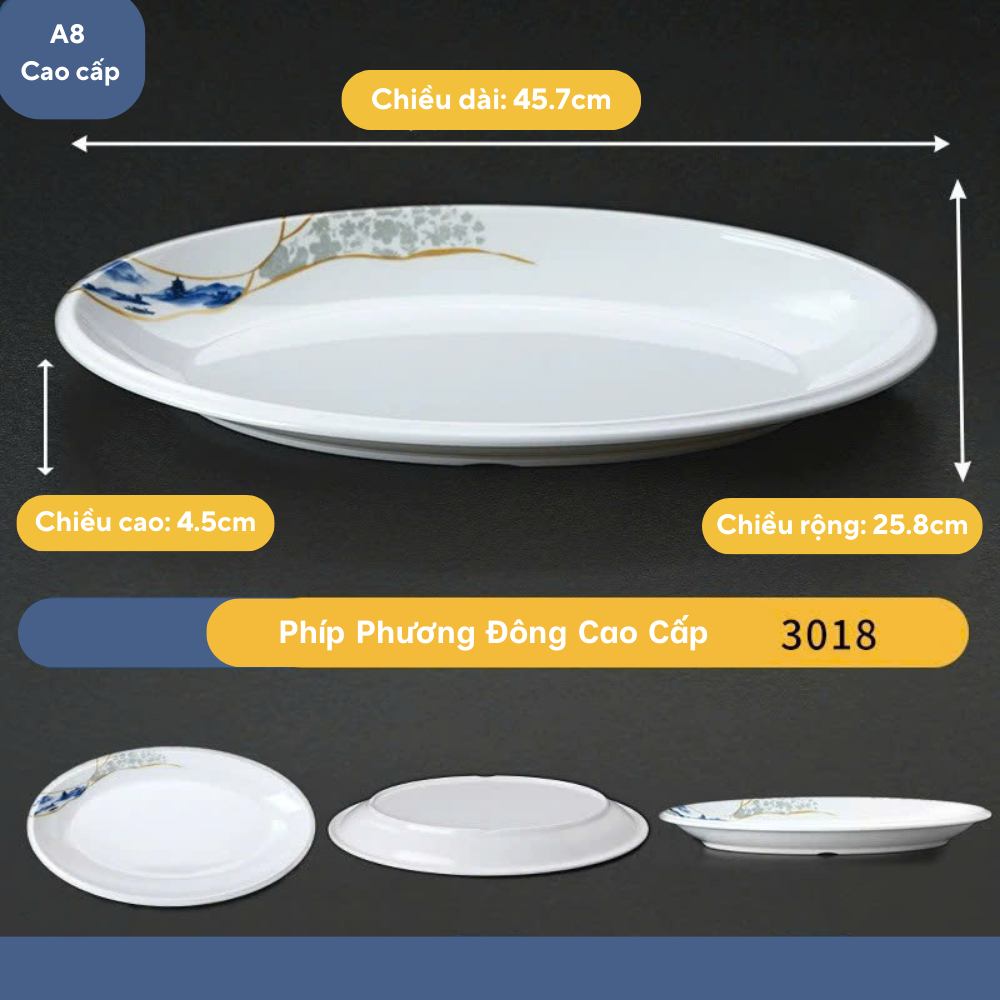 Đĩa Xoài Hoa Phương Đông Melamine Cao Cấp 3018