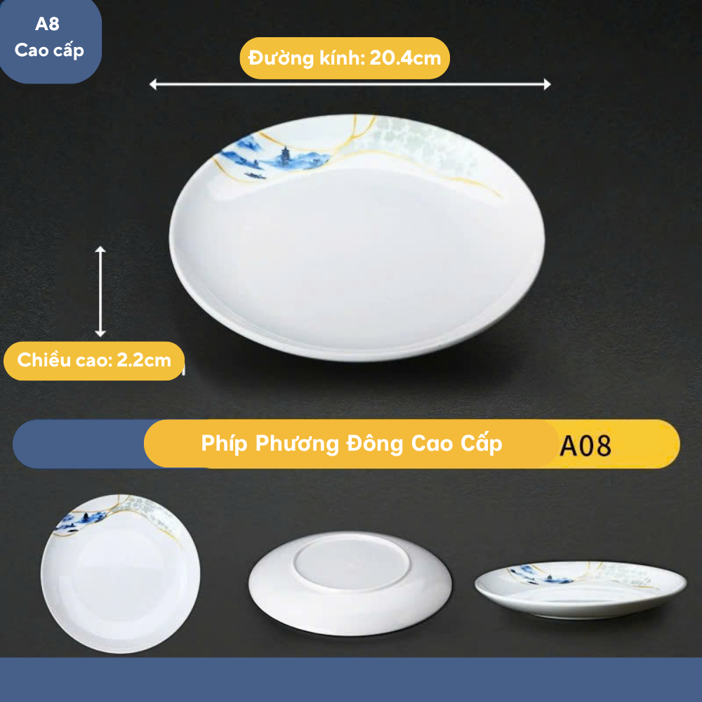 Đĩa Phíp Hoa Phương Đông Melamine Cao Cấp A08