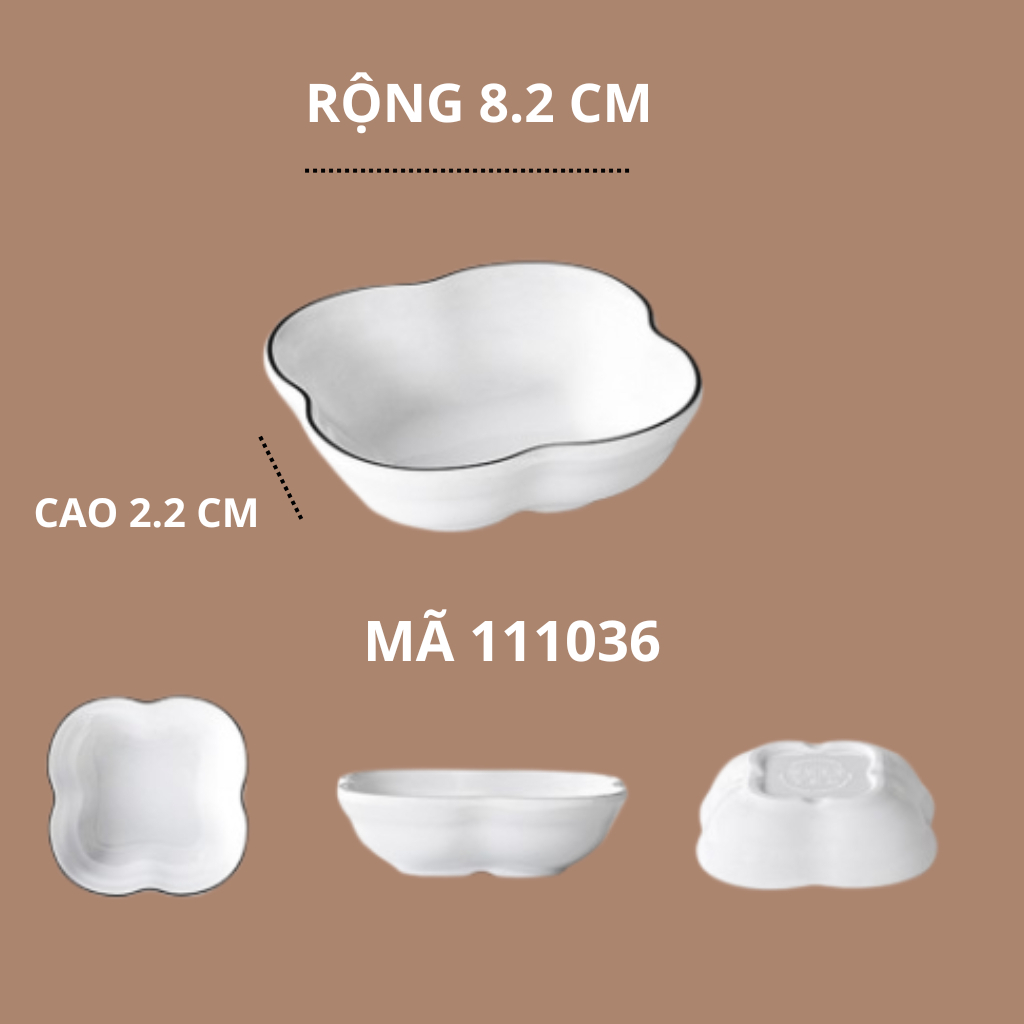 Bát Chấm Tròn Phíp Trắng Viền Đen Melamine Phong Cách Châu Âu 111036