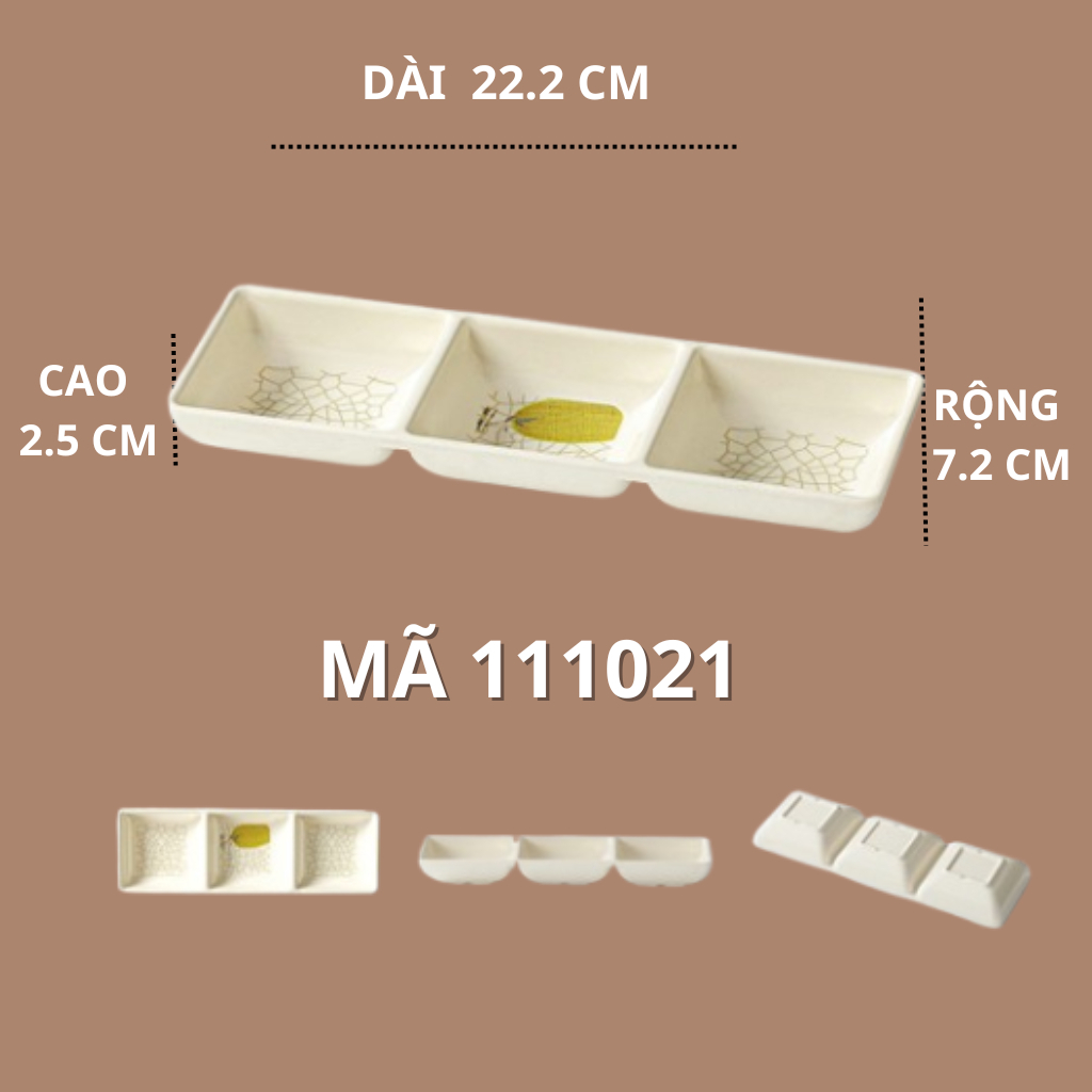 Đĩa Gia Vị Chấm Vuông Hoạ Tiết Lá Tre Phong Cách Nhật Bản 111021