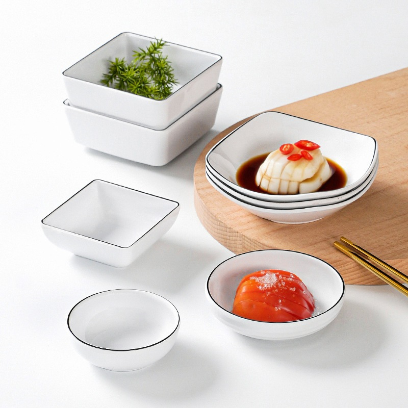 Bát Chấm Vuông Phíp Trắng Viền Đen Melamine Phong Cách Bắc Âu 1-2.7