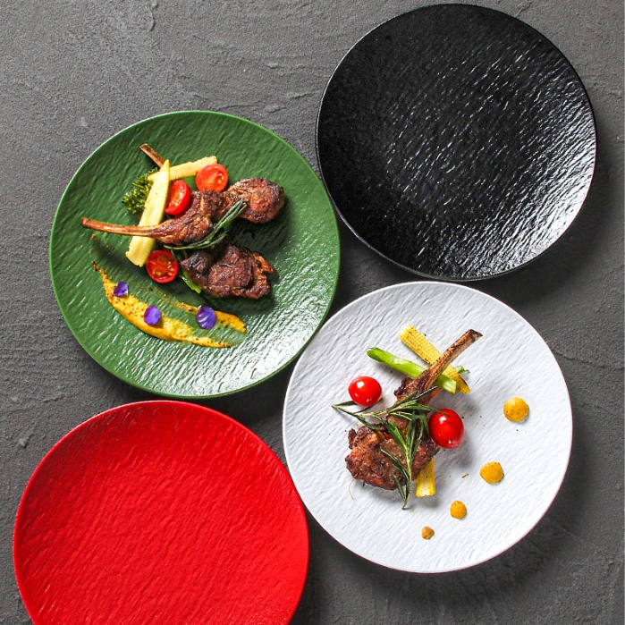 Đĩa Tròn Cạn Vân Đá Trắng Melamine A8 Cao Cấp B386-12