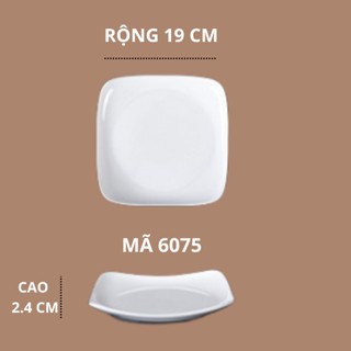 Đĩa Vuông Bầu Sâu Trắng Cao Cấp Melamine A5 6075