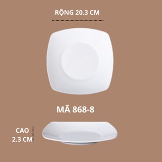 Đĩa Vuông Bo Phíp Trắng Cao Cấp Melamine A5 868-8