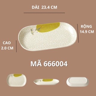 Đĩa Bầu Hoạ Tiết Lá Tre Phong Cách Nhật Bản 666004
