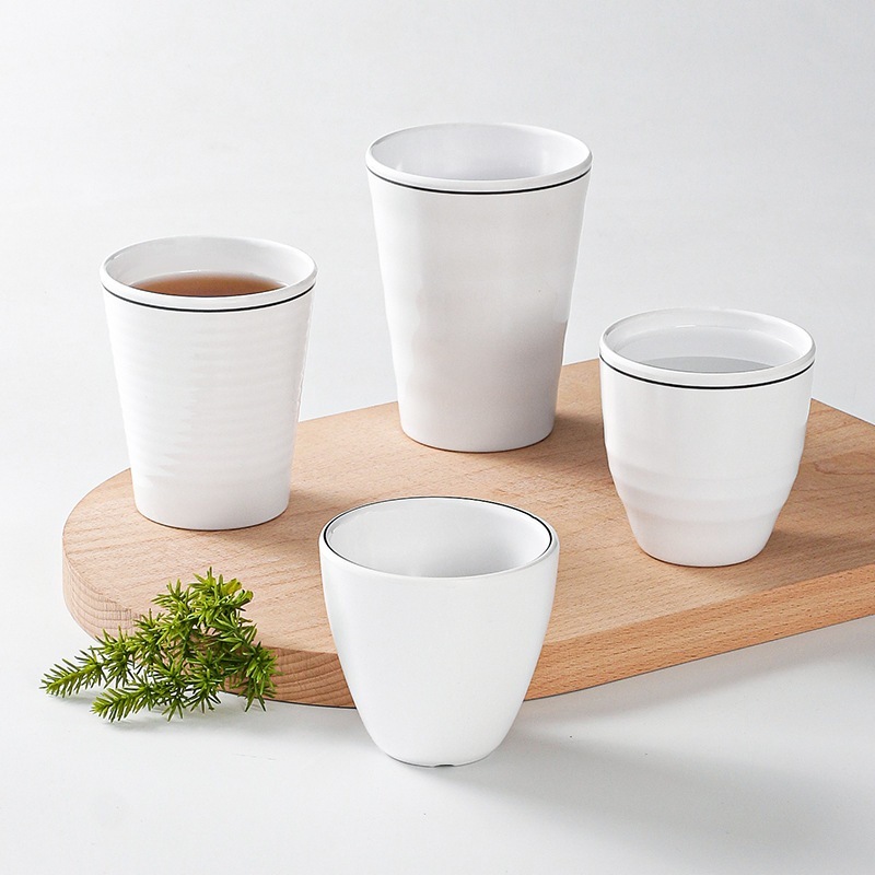 Cốc Phíp Melamine Trắng Viền Đen Phong Cách Bắc Âu 2044