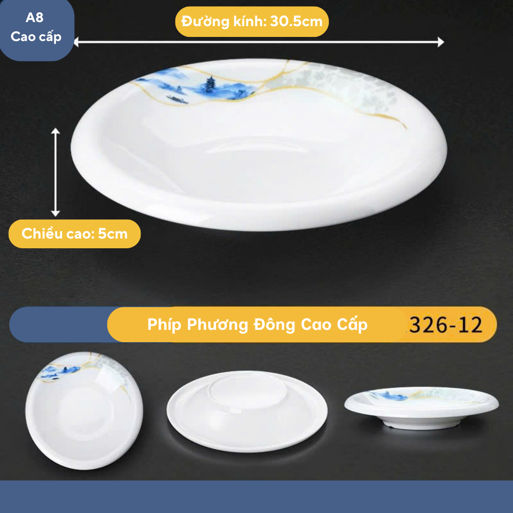 Đĩa Bồng Hoa Quả Phương Đông Tròn Sâu Melamine Cao Cấp 326-12