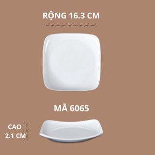 Đĩa Vuông Bầu Sâu Trắng Cao Cấp Melamine A5 6065