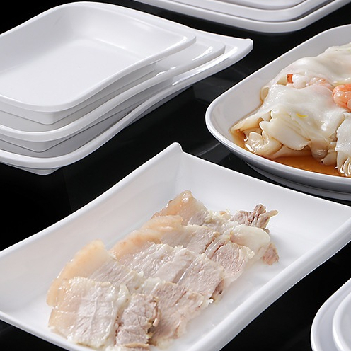 Đĩa Chữ Nhật Sâu Phíp Trắng Cao Cấp Melamine A5 800-5.5