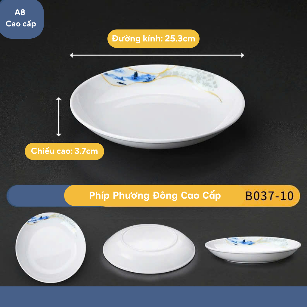 Đĩa Hoa Phương Đông Tròn Melamine Cao Cấp B037-10