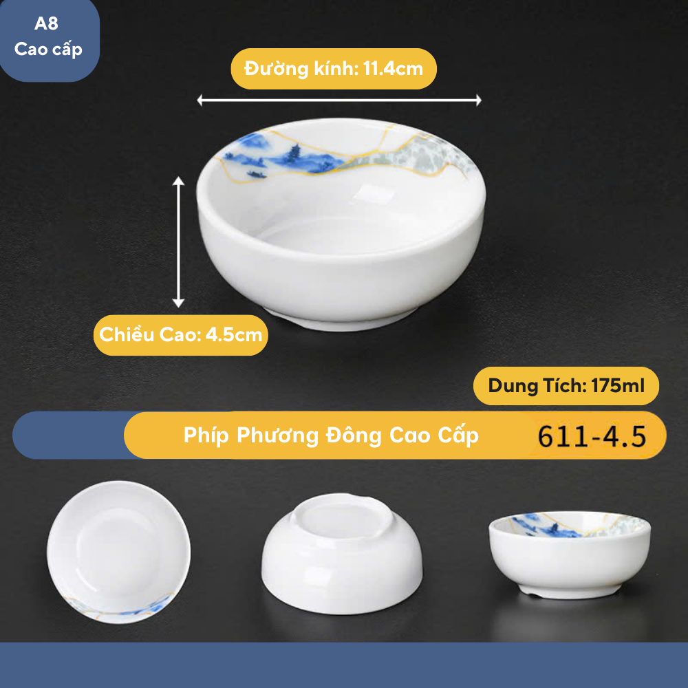 Bát Ăn Cơm Hoa Phương Đông Melamine A8 Cao Cấp 611-4.5