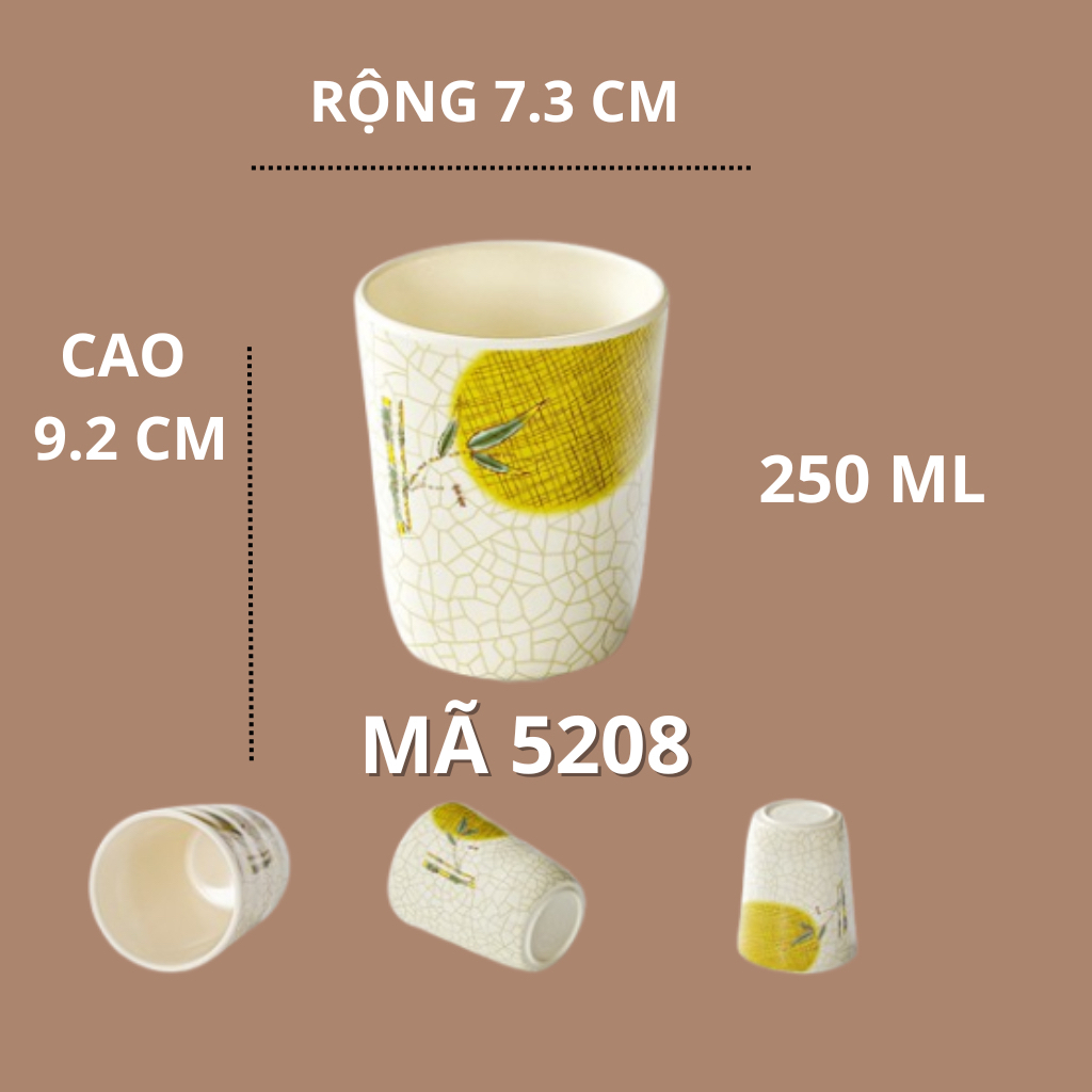 Cốc Phíp Hoạ Tiết Lá Tre Phong Cách Truyền Thống Nhật Bản 5208
