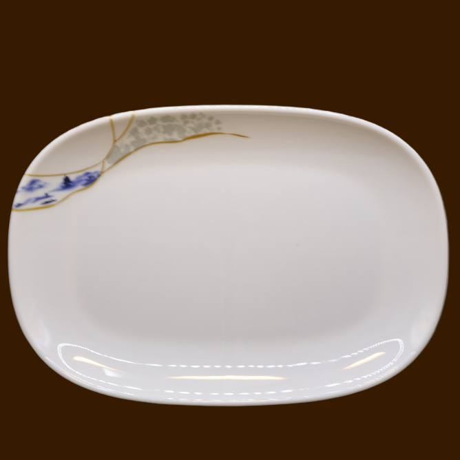 Đĩa Phíp Hoa Phương Đông Hình Bầu Dục Melamine Cao Cấp 305