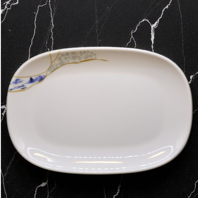 Đĩa Phíp Hoa Phương Đông Hình Bầu Dục Melamine Cao Cấp 305