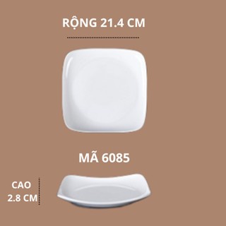 Đĩa Vuông Bầu Sâu Trắng Cao Cấp Melamine A5 6085