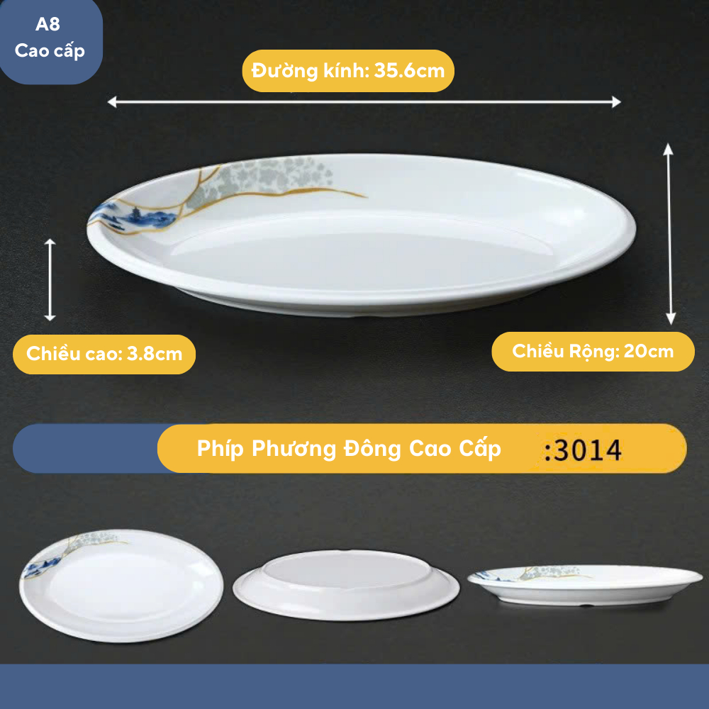 Đĩa Xoài Hoa Phương Đông Melamine Cao Cấp 3014