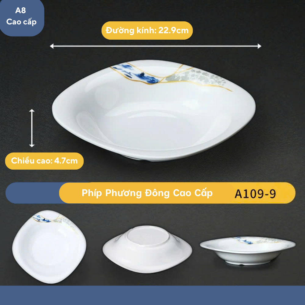 Đĩa Phíp Hoa Phương Đông Bo Melamine Cao Cấp A109-9