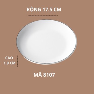 Đĩa Tròn Trắng Viền Đen Phong Cách Bắc Âu Melamine A5 8107