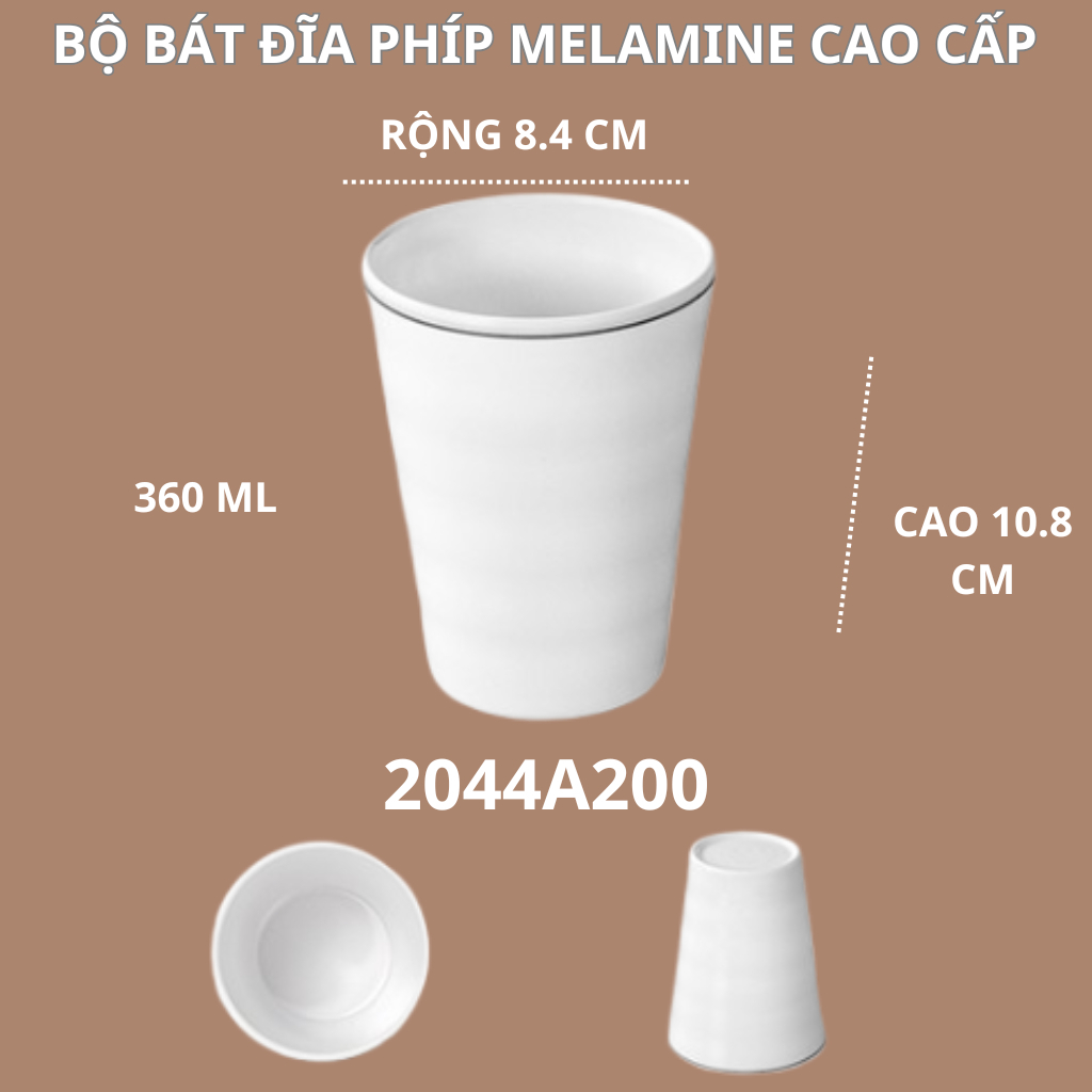 Cốc Phíp Melamine Trắng Viền Đen Phong Cách Bắc Âu 2044