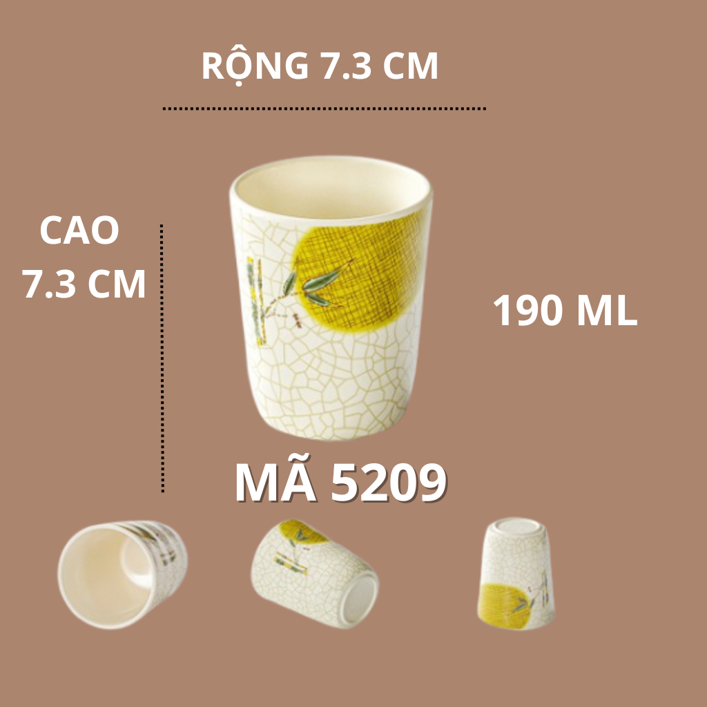 Cốc Phíp Hoạ Tiết Lá Tre Phong Cách Truyền Thống Nhật Bản 5209