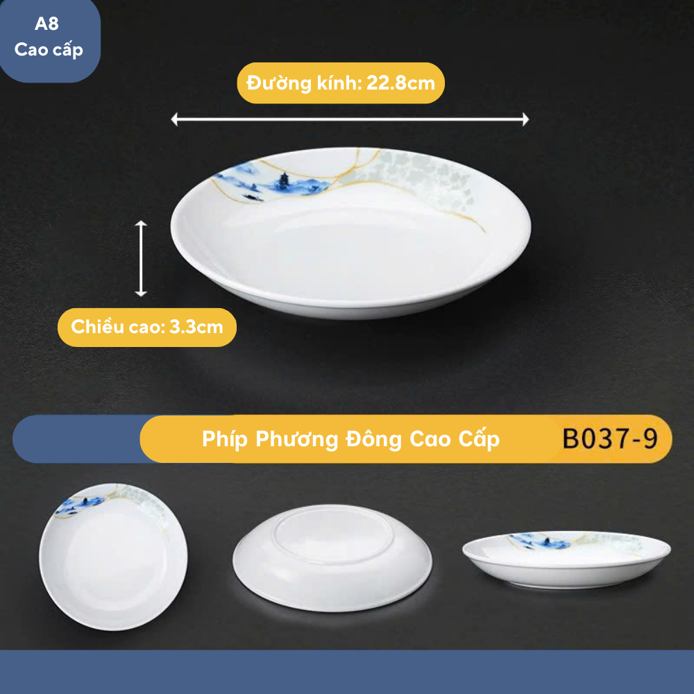 Đĩa Hoa Phương Đông Tròn Melamine Cao Cấp B037-9